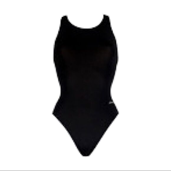 “Dolphin Ocean” Racing Solid Performance Back One Piece Swimsuit • Blk• 26 • NWT - Picture 4 of 13